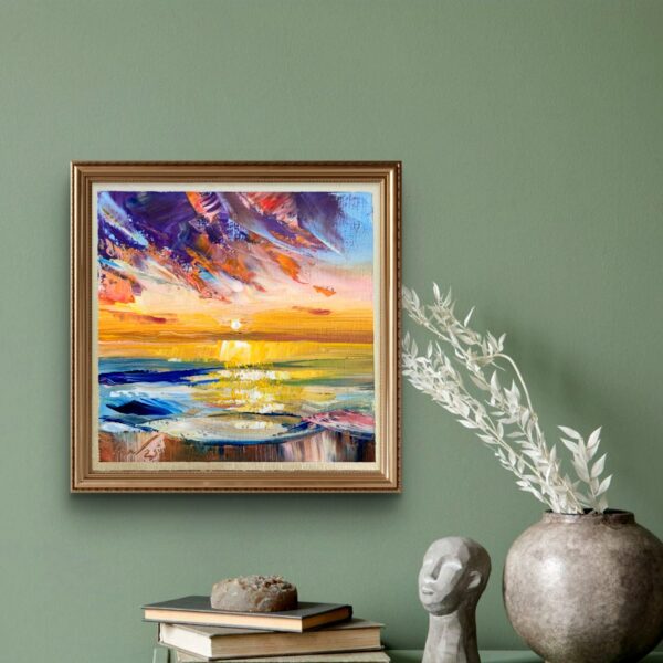 'Sea Sunset in Pink', 15x15cm, oil on panel, 2025 - Image 4