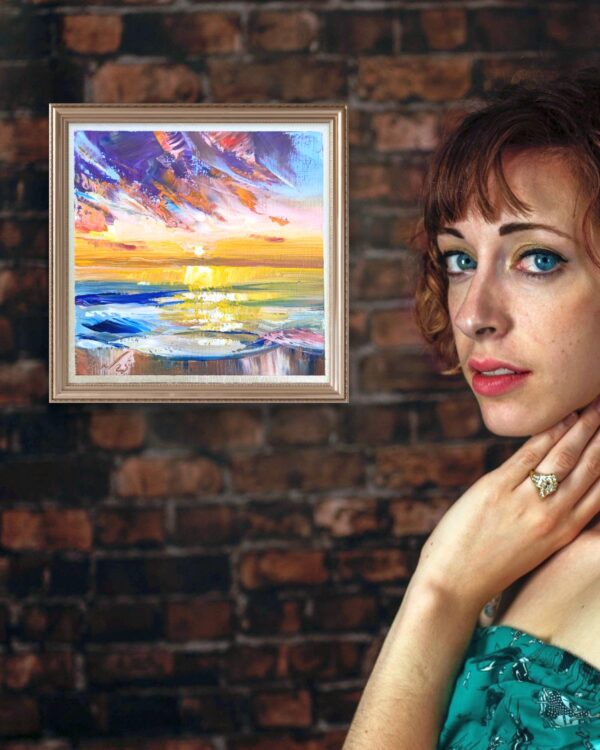 'Sea Sunset in Pink', 15x15cm, oil on panel, 2025 - Image 3
