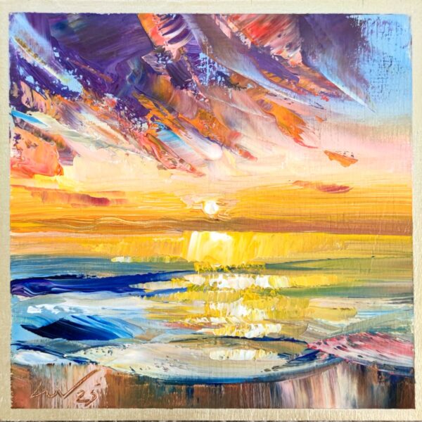 'Sea Sunset in Pink', 15x15cm, oil on panel, 2025 - Image 2